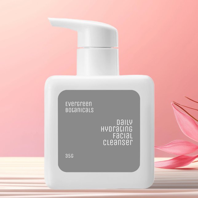 minimalist beauty product label white on grey (Creator Uploaded)