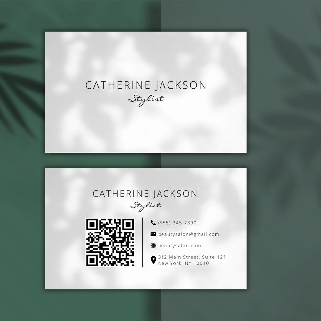 Minimalist Beauty Professionals Stylist QR Code Business Card (Minimalist Beauty Professionals Stylist QR Code Business Card)