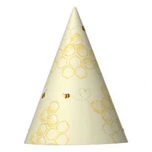 Minimalist bee honeycombs birthday party hat