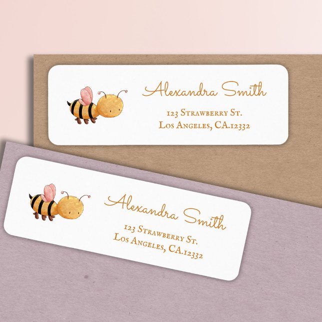 Minimalist Bee Return Address Label (Creator Uploaded)