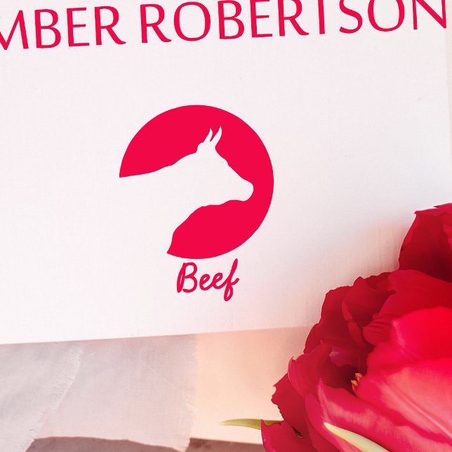 Minimalist Beef Wedding Guests Meal Choice Rubber Stamp (Creator Uploaded)