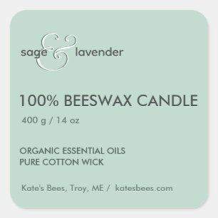 Minimalist Beeswax Candle Jar Sticker Sage Green