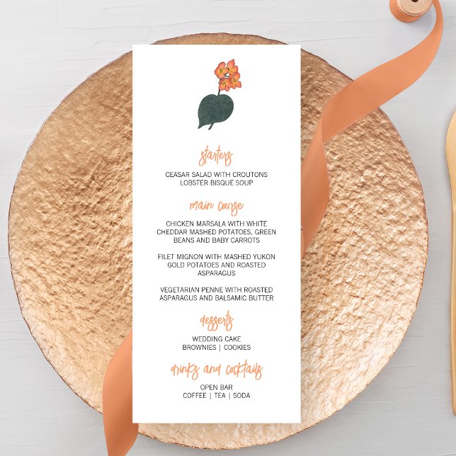 Minimalist Begonia Flower Wedding Menu (Creator Uploaded)