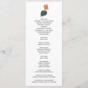 Minimalist Begonia Flower Wedding Program