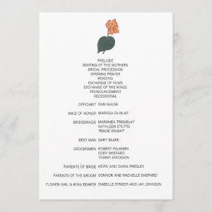 Minimalist Begonia Flower Wedding Program