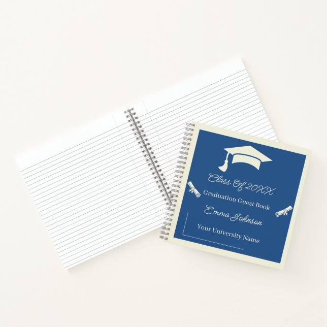 Minimalist Beige And Blue Graduation Customisable Notebook (Inside)
