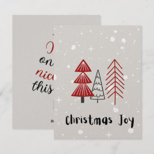 Minimalist Beige and Red Merry Christmas Greeting Holiday Card