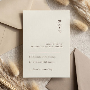 Minimalist Beige Bohemian Wedding RSVP card