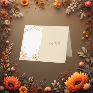 Minimalist Beige Botanical Frame Wedding Table Thank You Card