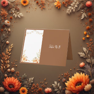Minimalist Beige Botanical Frame Wedding Table Thank You Card