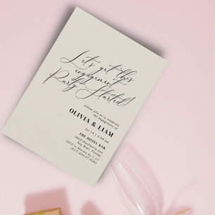 Minimalist Beige Calligraphy Engagement Party Invitation