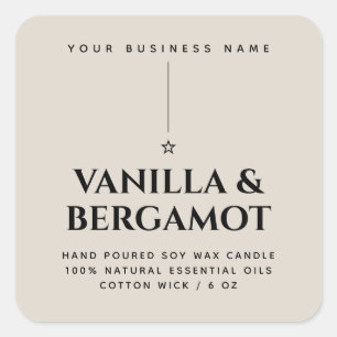 Minimalist beige candle product label