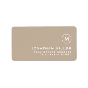 Minimalist Beige Classic Monogram Return Address Label