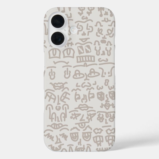 Minimalist Beige Doodle Pattern Case - Abst (Back)