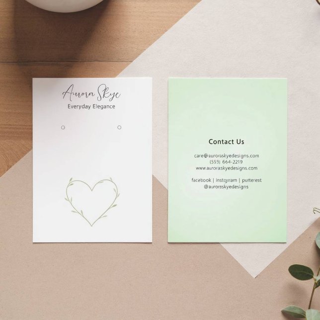 Minimalist Beige Foliage Heart Pattern Card (Heart Foliage Pattern)