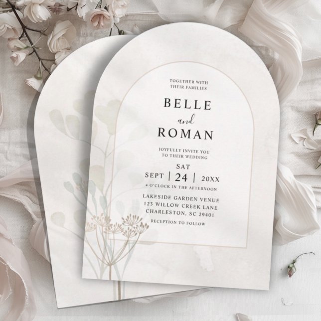 Minimalist Beige & Gold Botancial  Invitation (Creator Uploaded)