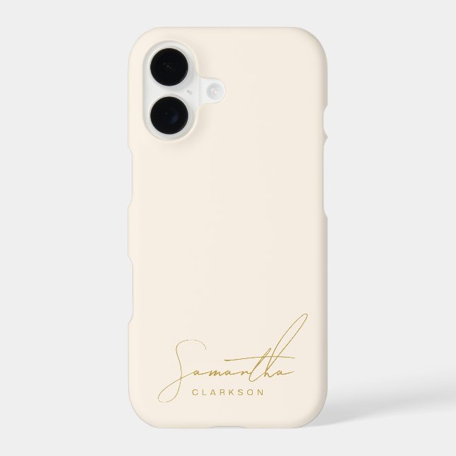 Minimalist Beige & Gold Handwritten Cursive Script (Back)