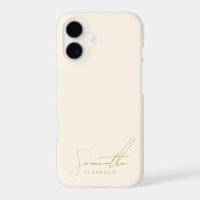 Minimalist Beige & Gold Handwritten Cursive Script