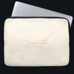 Minimalist Beige & Gold Handwritten Cursive Script Laptop Sleeve<br><div class="desc">Carry your laptop in style with this minimalist beige and gold laptop sleeve featuring elegant handwritten cursive script. Designed for modern professionals, students, and creatives, this sleek sleeve blends soft neutral tones with a luxe gold-look name or monogram. Lightweight and functional, it offers stylish protection for your device — perfect...</div>