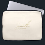 Minimalist Beige & Gold Handwritten Cursive Script Laptop Sleeve<br><div class="desc">Carry your laptop in style with this minimalist beige and gold laptop sleeve featuring elegant handwritten cursive script. Designed for modern professionals, students, and creatives, this sleek sleeve blends soft neutral tones with a luxe gold-look name or monogram. Lightweight and functional, it offers stylish protection for your device — perfect...</div>