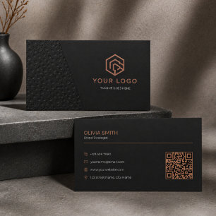 Minimalist Beige Modern Arch Logo QR Code Business Card