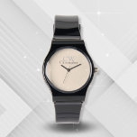Minimalist Beige Monogram Watch<br><div class="desc">This Minimalistic Stylish Monogram design is perfect for those who like simple sleek design. 
Easily customisable to include your initials and name.</div>