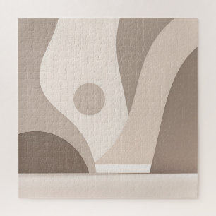 Minimalist Beige Organic Abstract Shapes Jigsaw Puzzle