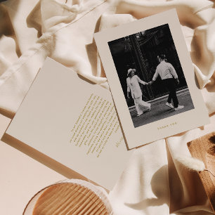 Minimalist Beige Photo Wedding Thank You Card