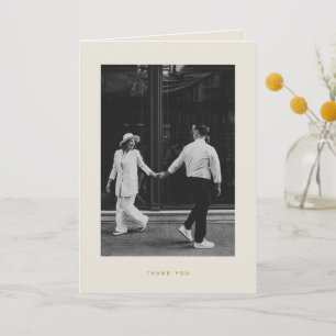 Minimalist Beige Photo Wedding Thank You Card