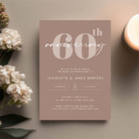 Minimalist beige script 60th wedding anniversary