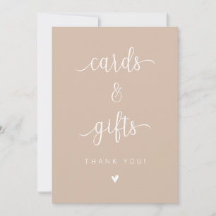 Minimalist Beige Script Cards and Gifts Sign