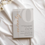 Minimalist Beige Seventy 70th Birthday Party Invitation<br><div class="desc">This minimalist typography 70th birthday party invitation is perfect for a modern birthday party. Customisable in any colour. Keep the design minimal and elegant, as is, or personalise it by adding your own graphics and artwork. For more advanced customisation of this design, e.g. changing layout, font or text size please...</div>