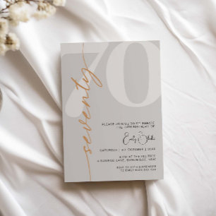Minimalist Beige Seventy 70th Birthday Party Invitation