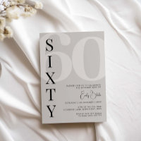 Minimalist Beige Sixty 60th Birthday Party