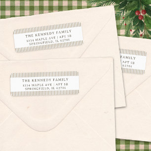 Minimalist Beige Stripes Family Name Return Address Label
