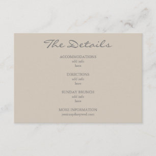Minimalist Beige Taupe Script Wedding Details Enclosure Card