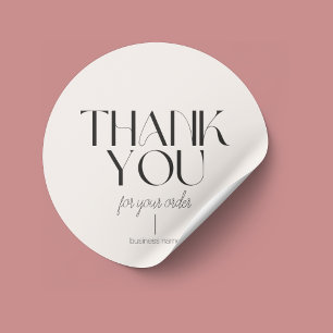 Minimalist Beige Thank You For Your Order Classic Round Sticker