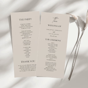 Minimalist Beige Wedding Ceremony Program