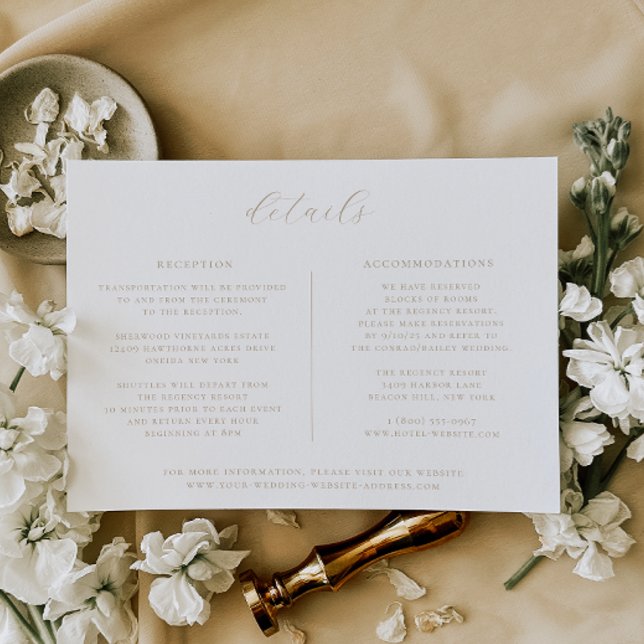 Minimalist Beige Wedding Details Card (Creator Uploaded)