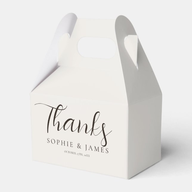 Minimalist Beige Wedding Gift Favour Box (Front Side)
