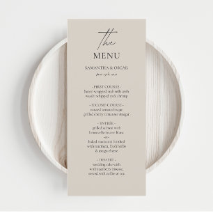 Minimalist Beige Wedding Menu Elegant Modern