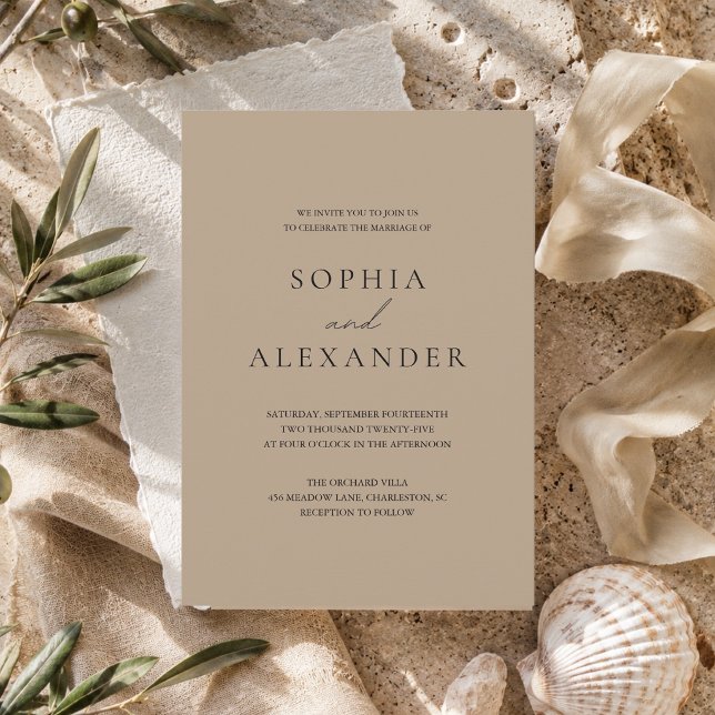 Minimalist Beige Wedding  Modern Elegant  Invitation (Creator Uploaded)