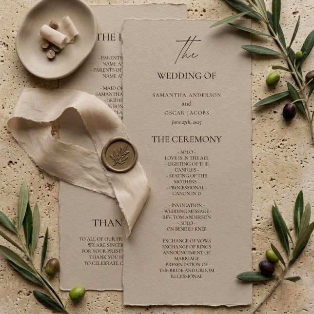 Minimalist Beige Wedding Program | Elegant Neutral (Creator Uploaded)