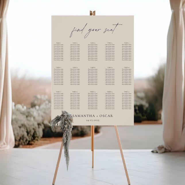Minimalist Beige Wedding Seating Chart (Creator Uploaded)