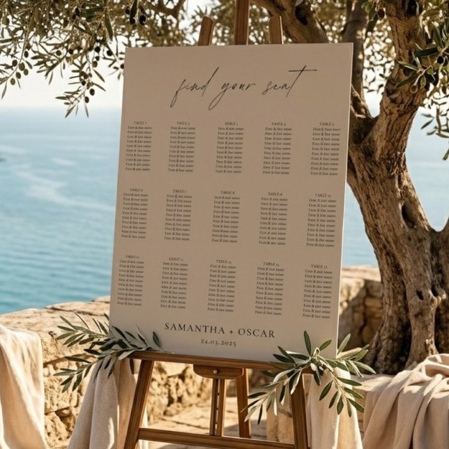 Minimalist Beige Wedding Seating Chart Sign (Creator Uploaded)