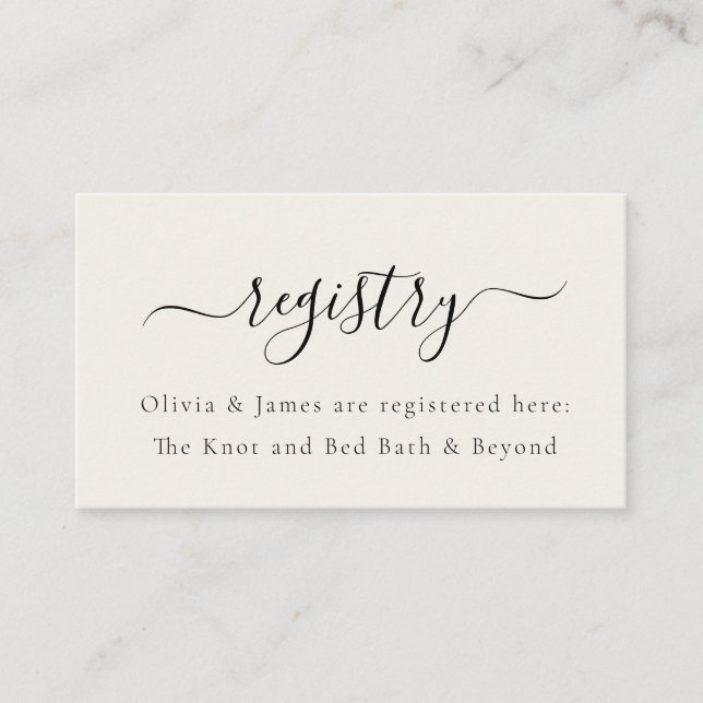 Minimalist Beige Wedding Shower Gift Registry Enclosure Card (Front)