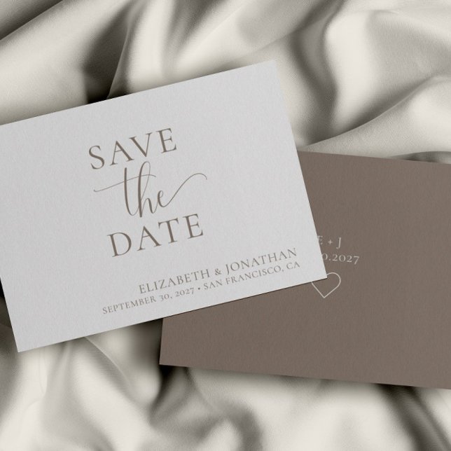 Minimalist Beige White Wedding Save The Date Card (Creator Uploaded)