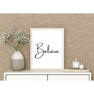 Minimalist "Believe" Inspirational Typography Poster