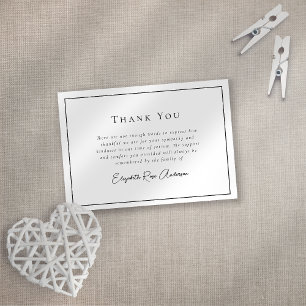 Minimalist Bereavement Funeral Thank You Card