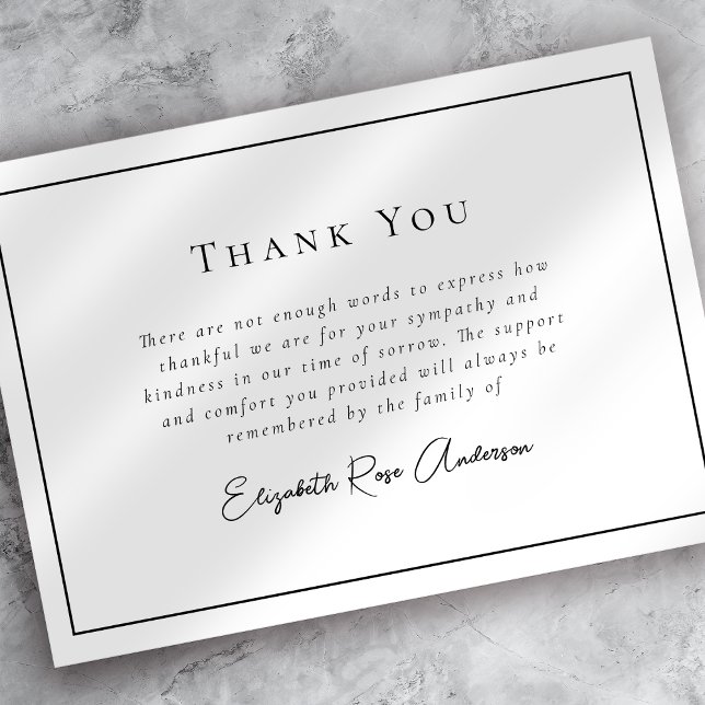 Minimalist Bereavement Funeral Thank You Card (Creator Uploaded)